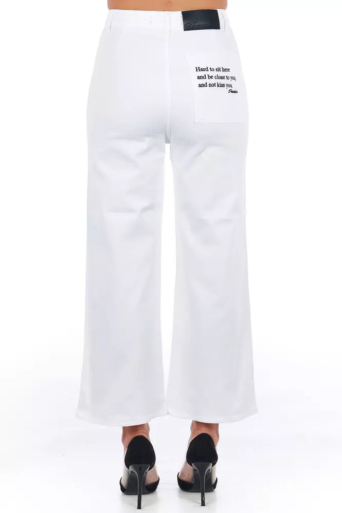 White Cotton Women Trouser Frankie Morello