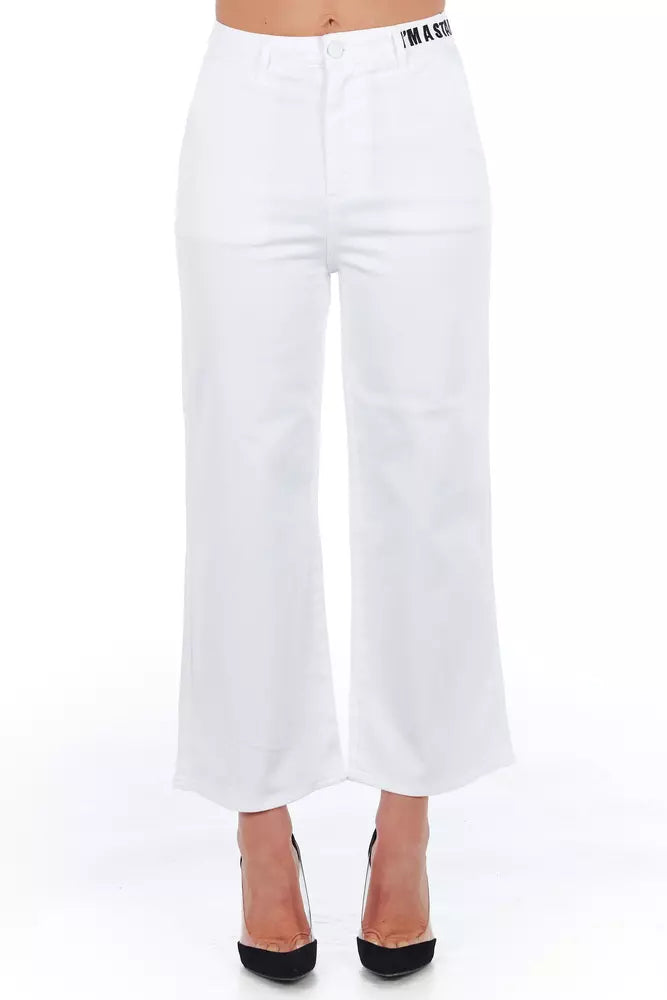 White Cotton Women Trouser Frankie Morello