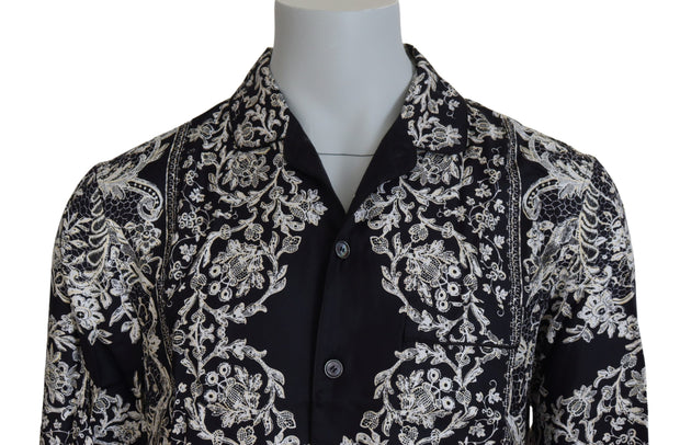 Elegant Satin Floral Baroque Shirt Dolce & Gabbana