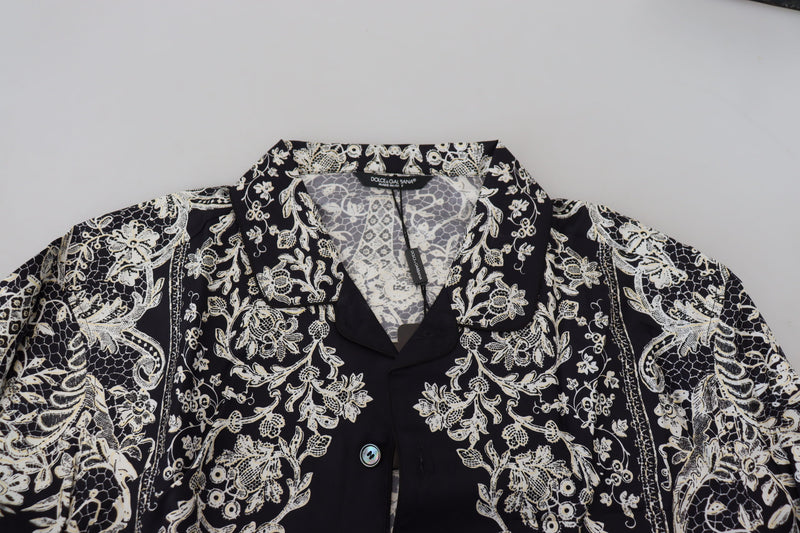 Elegant Satin Floral Baroque Shirt Dolce & Gabbana