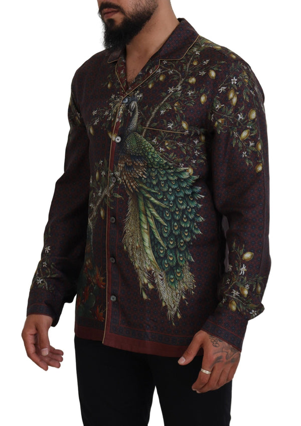 Elegant Silk Satin Men's Pajama Style Shirt Dolce & Gabbana