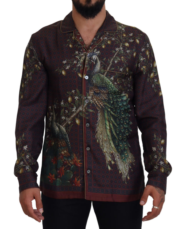 Elegant Silk Satin Men's Pajama Style Shirt Dolce & Gabbana