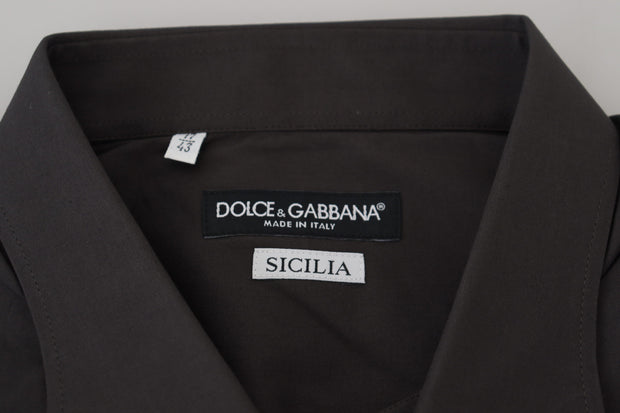 Elegant Gray Sicilia Slim Fit Dress Shirt Dolce & Gabbana