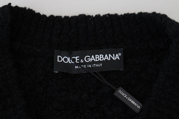 Elegant Black Wool-Blend V-Neck Sweater Dolce & Gabbana