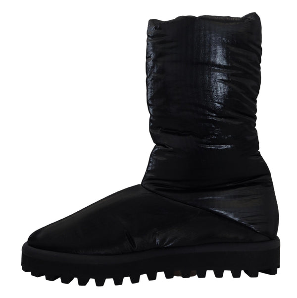 Elegant Mid-Calf Boots in Black Polyester Dolce & Gabbana