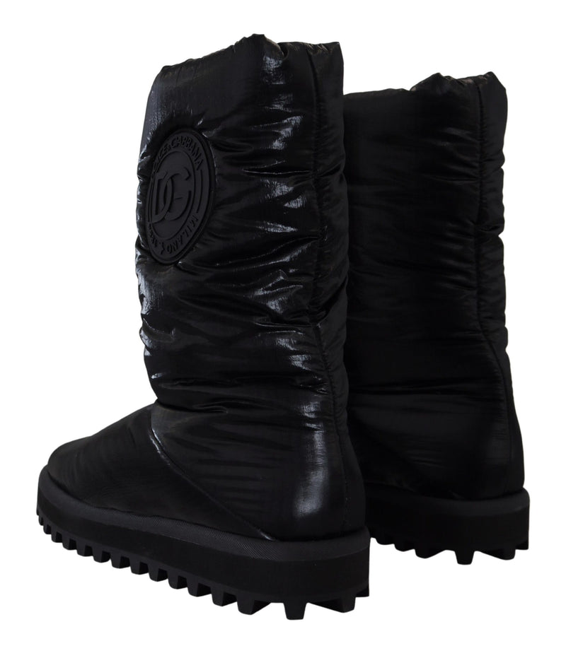 Elegant Mid-Calf Boots in Black Polyester Dolce & Gabbana