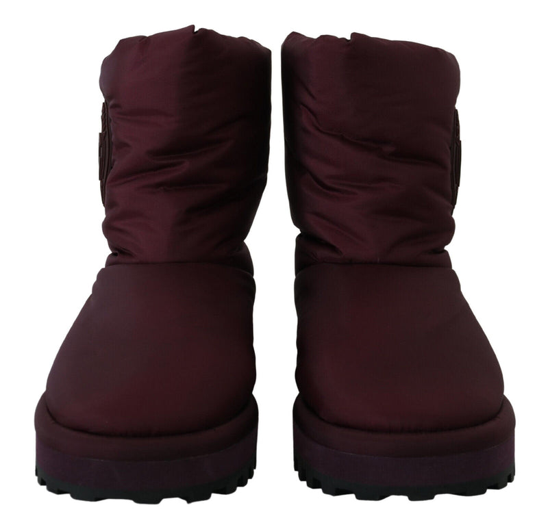 Elegant Bordeaux Mid Calf Boots Dolce & Gabbana