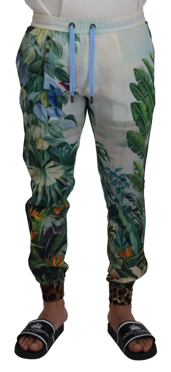 Multicolor Silk Statement Pants Dolce & Gabbana