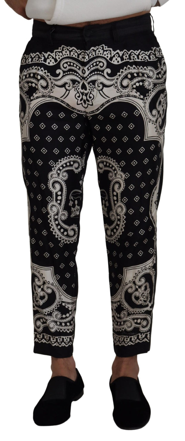 Elegant Bandana Print Silk-Cotton Pants Dolce & Gabbana