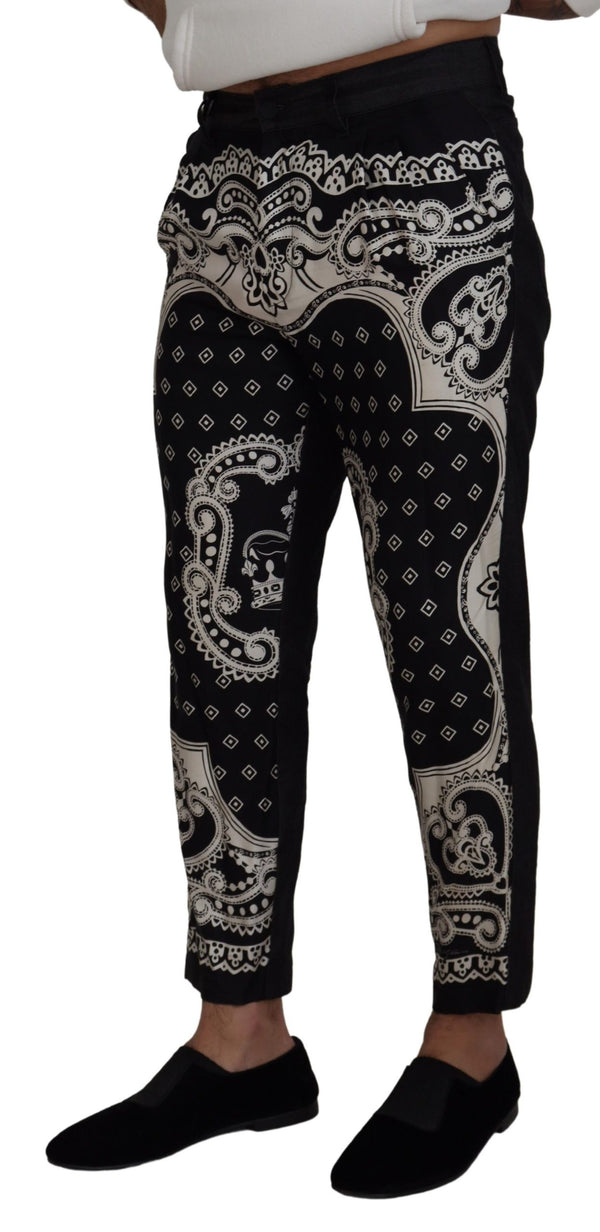 Elegant Bandana Print Silk-Cotton Pants Dolce & Gabbana