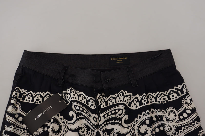 Elegant Bandana Print Silk-Cotton Pants Dolce & Gabbana