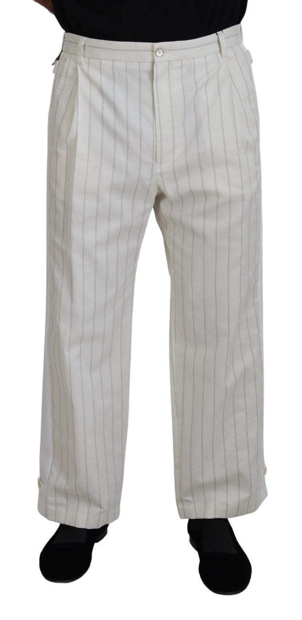 Elegant White Striped MainLine Trousers Dolce & Gabbana