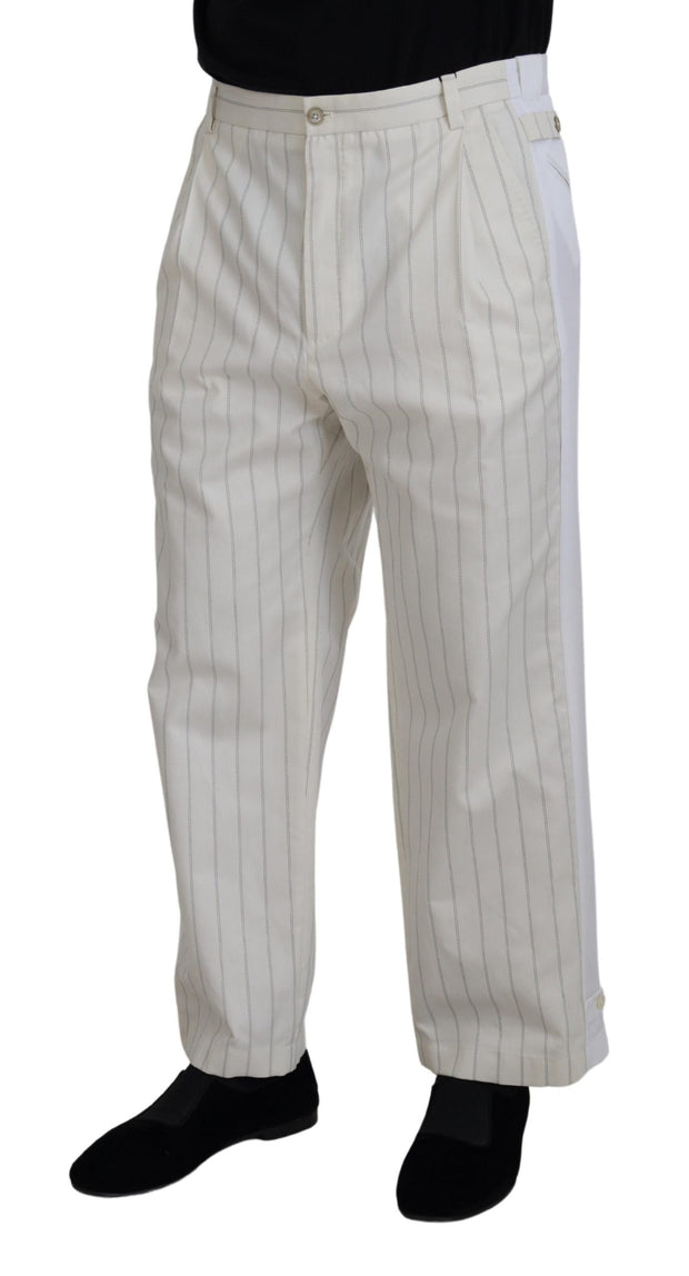 Elegant White Striped MainLine Trousers Dolce & Gabbana