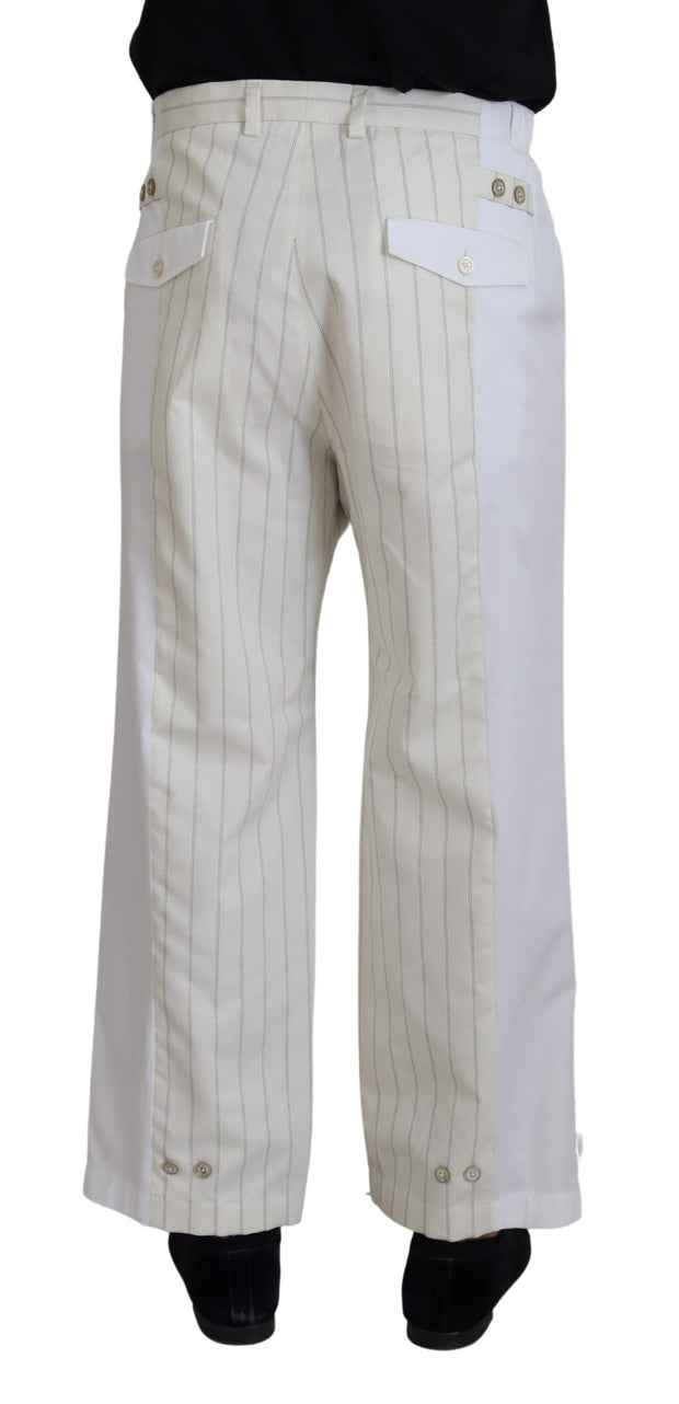 Elegant White Striped MainLine Trousers Dolce & Gabbana