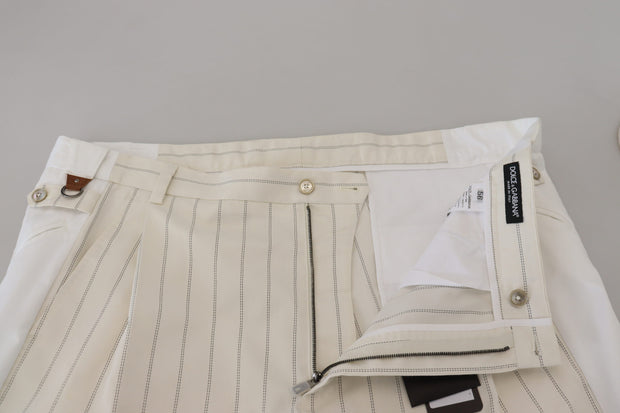 Elegant White Striped MainLine Trousers Dolce & Gabbana