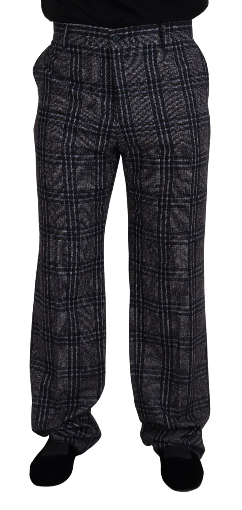 Elegant Gray Checkered Alpaca Blend Pants Dolce & Gabbana