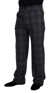 Elegant Gray Checkered Alpaca Blend Pants Dolce & Gabbana