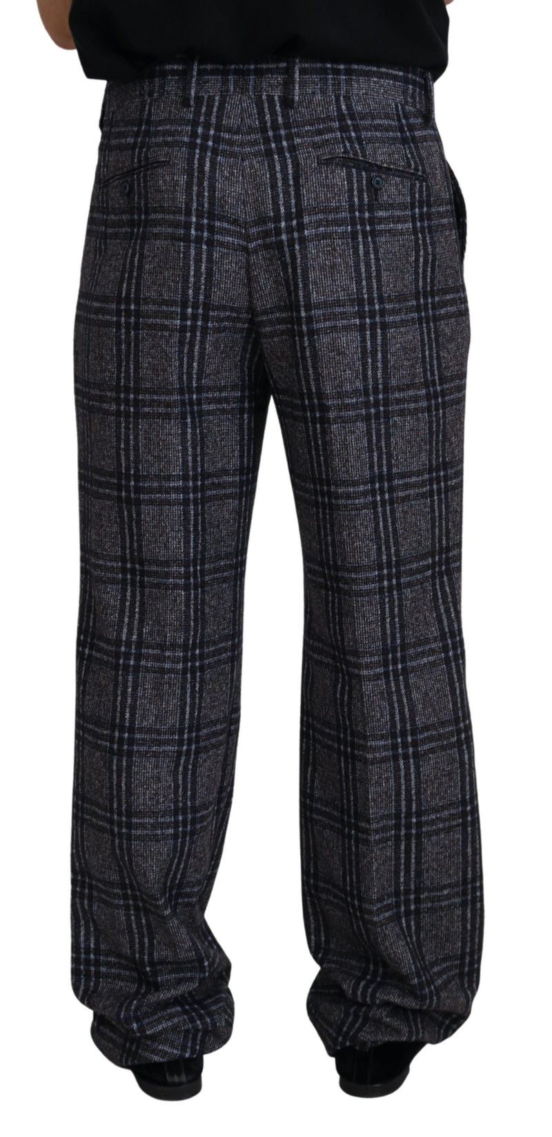 Elegant Gray Checkered Alpaca Blend Pants Dolce & Gabbana