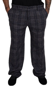 Elegant Gray Checkered Alpaca Blend Pants Dolce & Gabbana