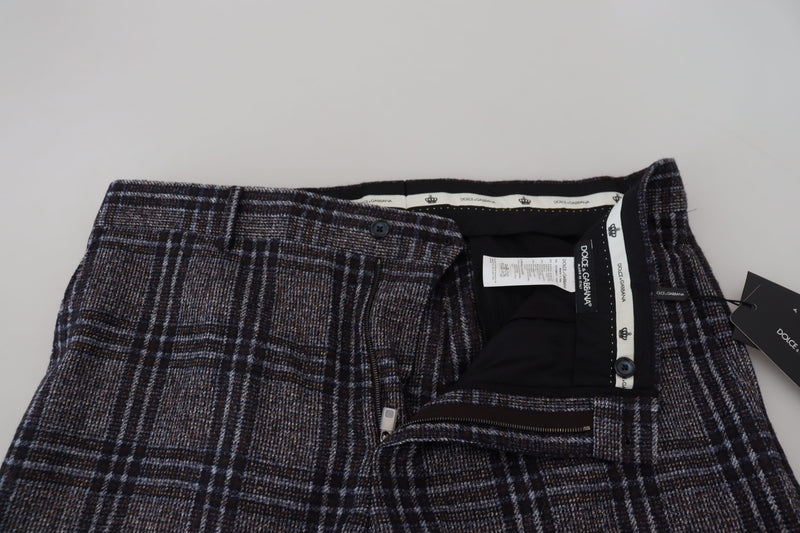 Elegant Gray Checkered Alpaca Blend Pants Dolce & Gabbana