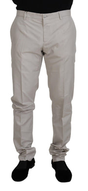 Elegant Off White Silk Blend Trousers Dolce & Gabbana