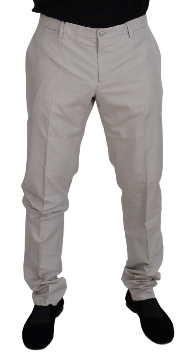 Elegant Off White Silk Blend Trousers Dolce & Gabbana