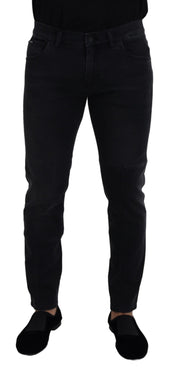 Sleek Black Cotton Blend Denim Pants Dolce & Gabbana