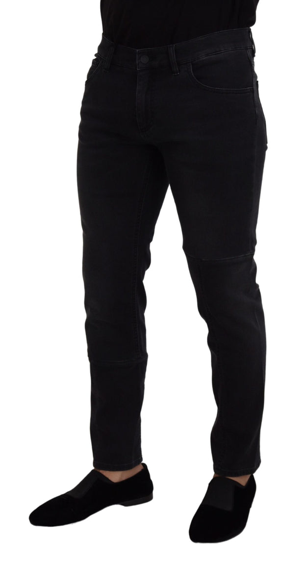 Sleek Black Cotton Blend Denim Pants Dolce & Gabbana