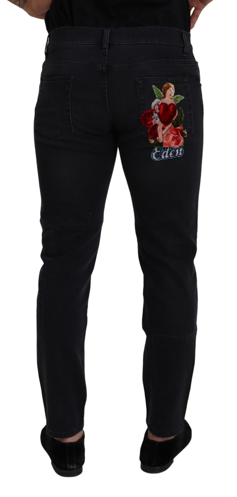 Sleek Black Cotton Blend Denim Pants Dolce & Gabbana