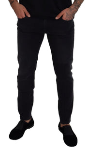 Sleek Black Cotton Blend Denim Pants Dolce & Gabbana