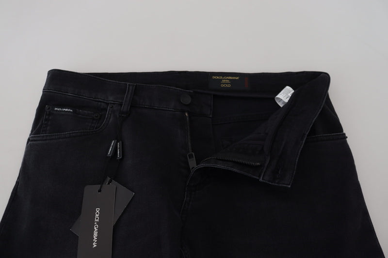 Sleek Black Cotton Blend Denim Pants Dolce & Gabbana