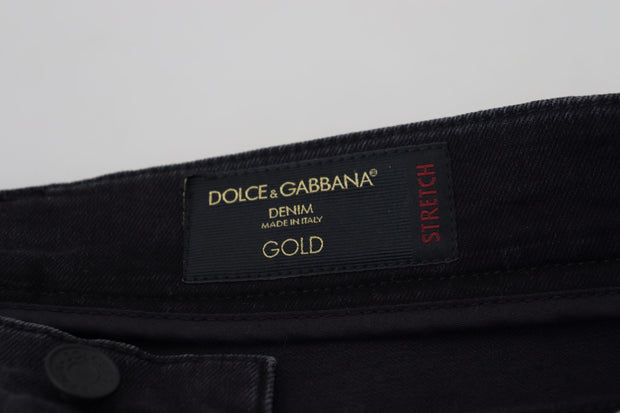 Sleek Black Cotton Blend Denim Pants Dolce & Gabbana