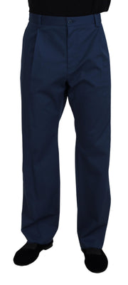 Elegant Blue Cotton Blend Pants for Men Dolce & Gabbana