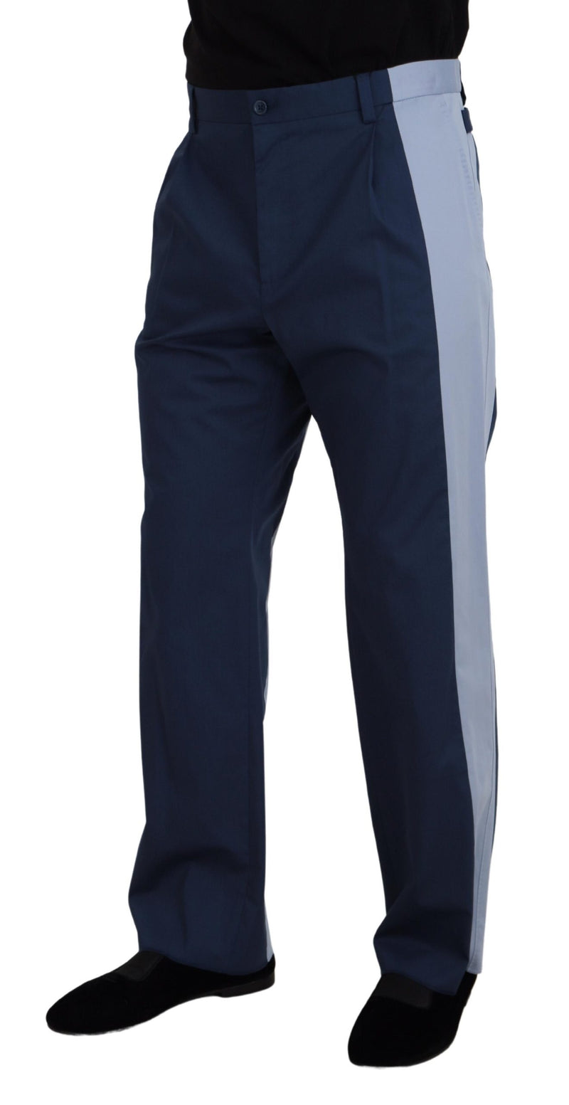 Elegant Blue Cotton Blend Pants for Men Dolce & Gabbana