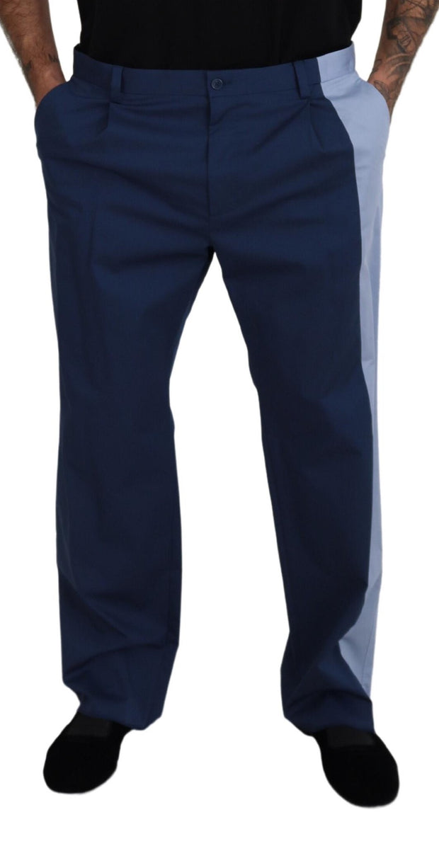 Elegant Blue Cotton Blend Pants for Men Dolce & Gabbana