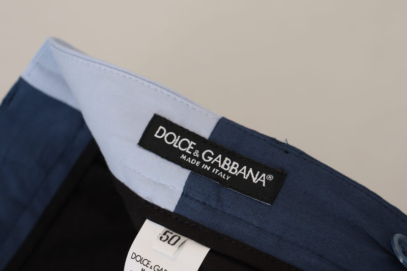 Elegant Blue Cotton Blend Pants for Men Dolce & Gabbana