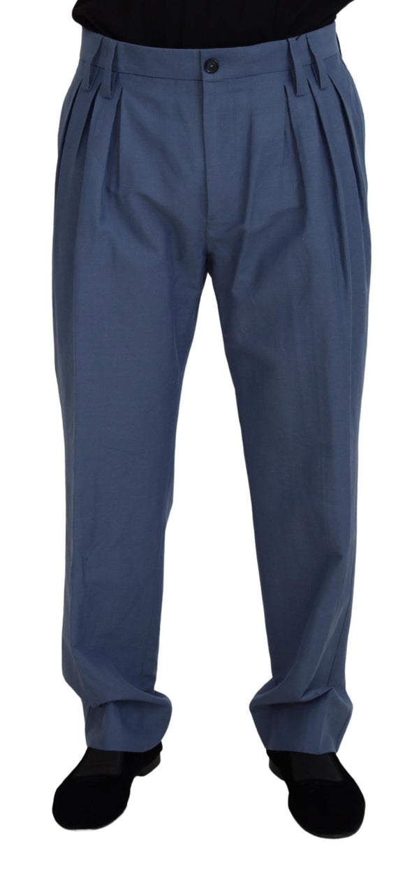 Elegant Blue Linen-Cotton Blend Trousers Dolce & Gabbana