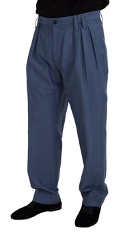 Elegant Blue Linen-Cotton Blend Trousers Dolce & Gabbana