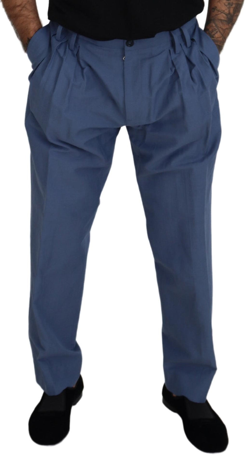 Elegant Blue Linen-Cotton Blend Trousers Dolce & Gabbana