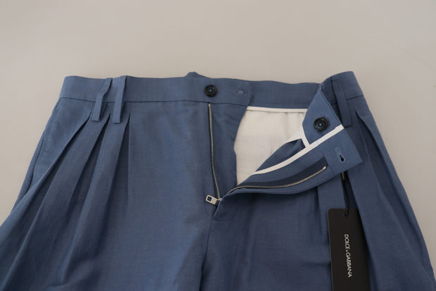 Elegant Blue Linen-Cotton Blend Trousers Dolce & Gabbana