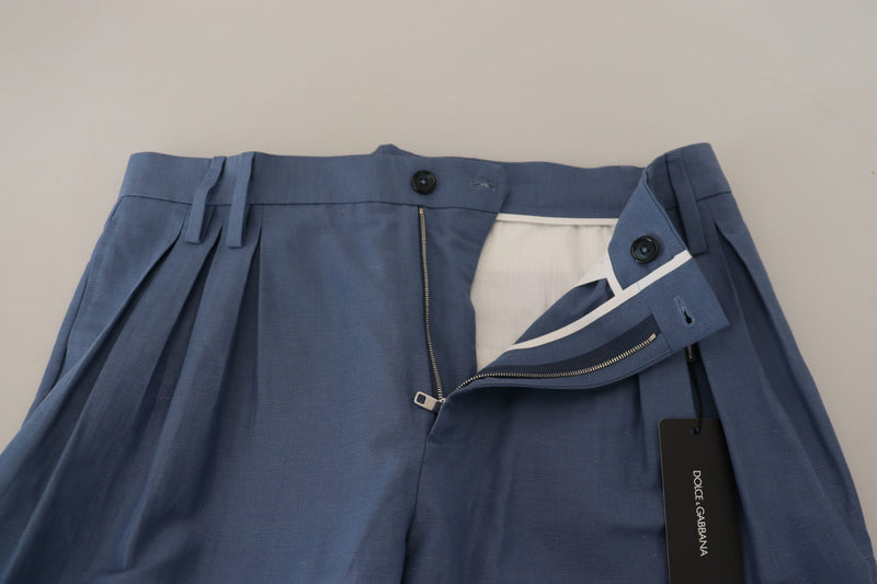 Elegant Blue Linen-Cotton Blend Trousers Dolce & Gabbana