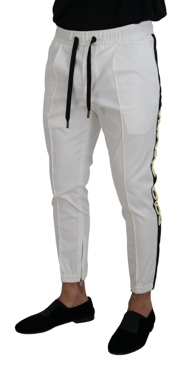 Elegant White Cotton Jogger Pants Dolce & Gabbana