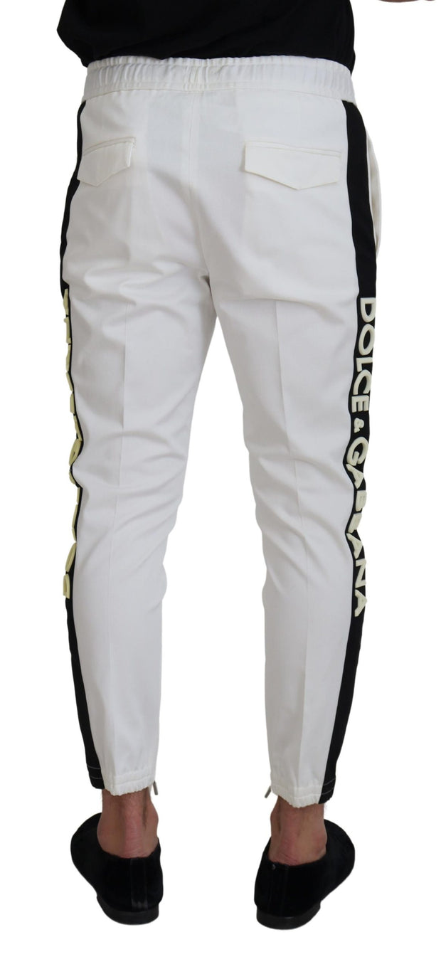 Elegant White Cotton Jogger Pants Dolce & Gabbana