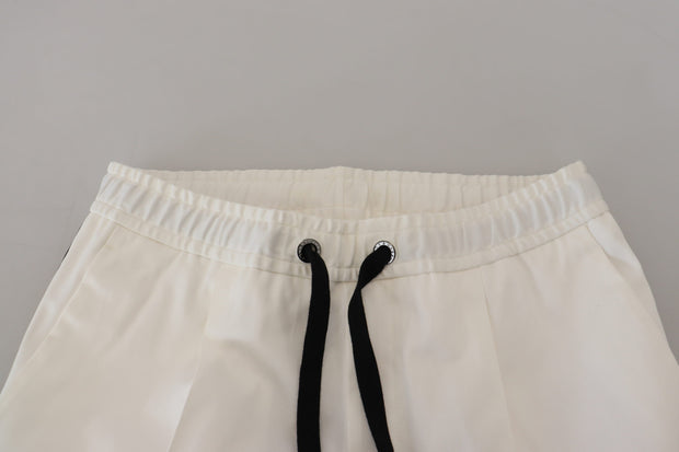 Elegant White Cotton Jogger Pants Dolce & Gabbana