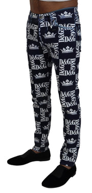 Elegant Crown Print Denim Pants Dolce & Gabbana