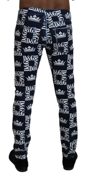 Elegant Crown Print Denim Pants Dolce & Gabbana