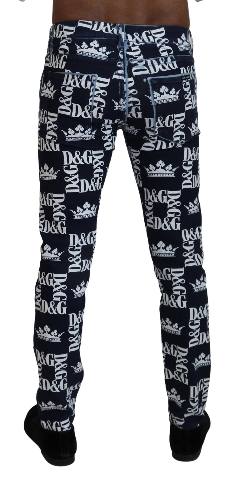 Elegant Crown Print Denim Pants Dolce & Gabbana