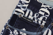 Elegant Crown Print Denim Pants Dolce & Gabbana