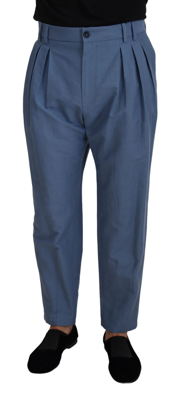 Elegant Blue Linen-Cotton Pants Dolce & Gabbana