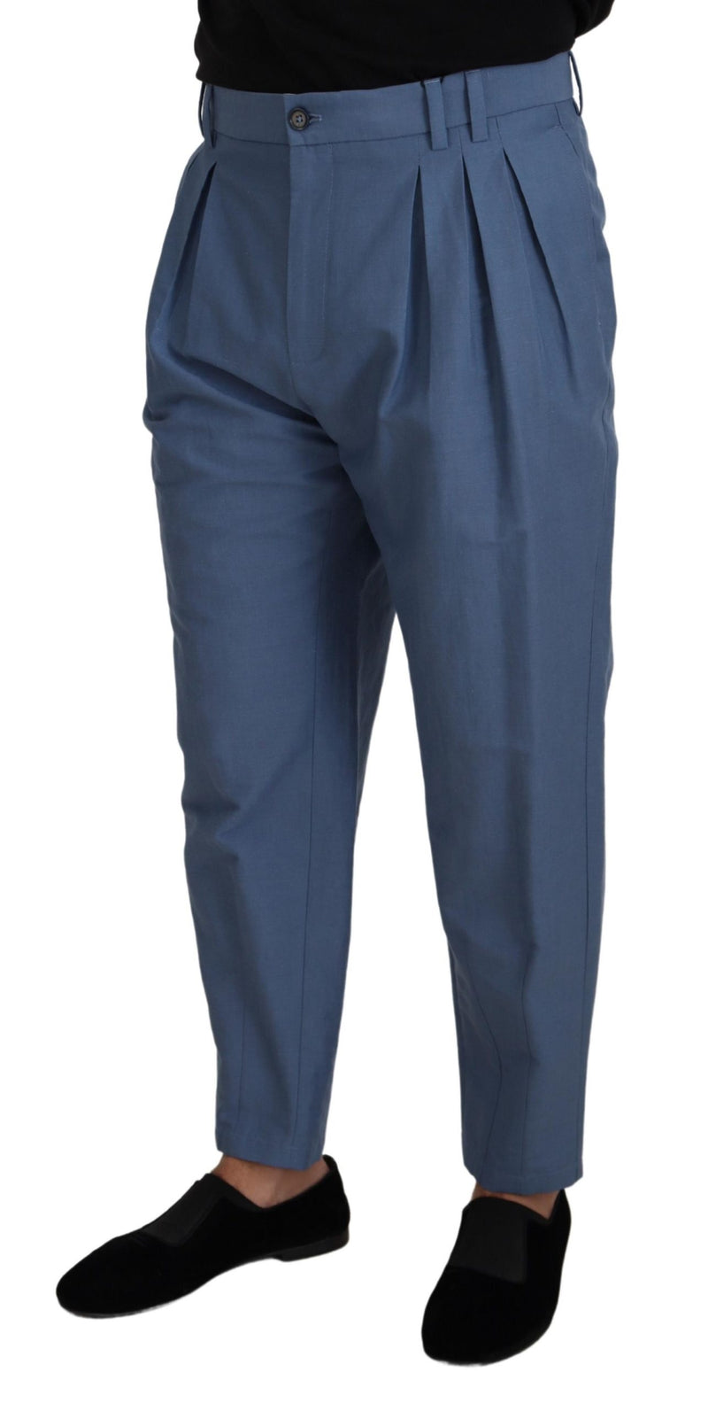 Elegant Blue Linen-Cotton Pants Dolce & Gabbana